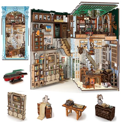 Rincón de libros Minicity y maqueta de casa de muñecas: manualidades de Halloween para adultos
