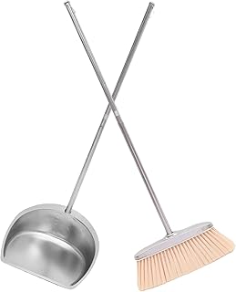 Cabilock 1 Set Stainless Steel Dustpan Brush Household Cleaning Supplies Broom with Dust Pan Vertical Broom Convenient Dustpan Kit Broom with Dustpan Kit Shovel Plastic Office Small