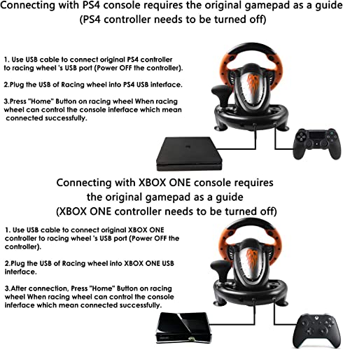 Gaming Racing Wheel, Pxn-V3Ii 180° Competition Racing Steering Wheel With Universal Usb Port And With Pedal, Suitable For Pc, Ps3, Ps4, Xbox One, Xbox Series S&X, Nintendo Switch - Orange #TOP3