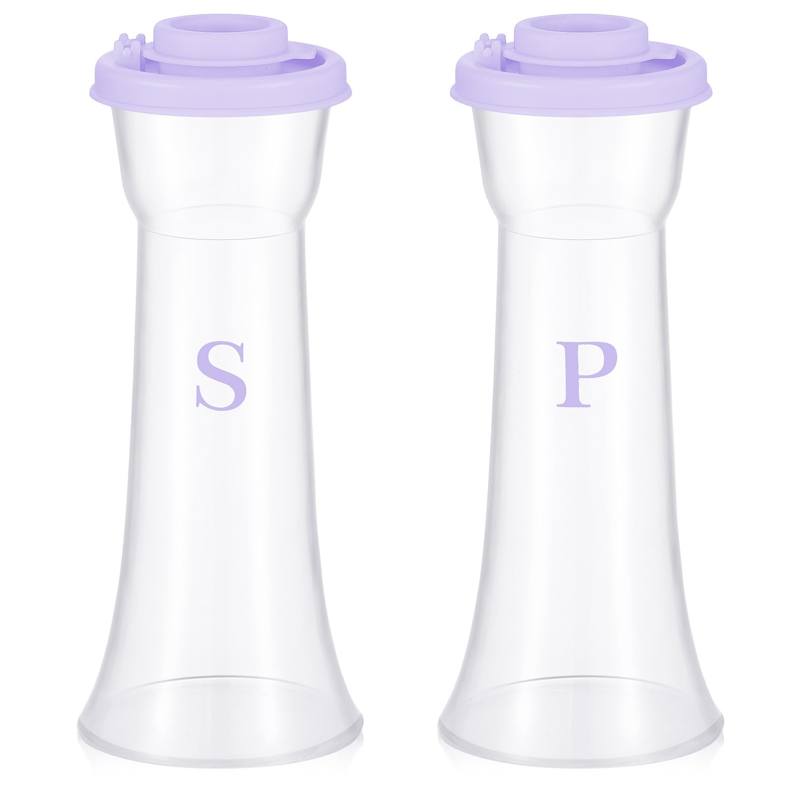 2 Pcs Plastic Salt and Pepper Shakers Set with Lid, Classic, Purple