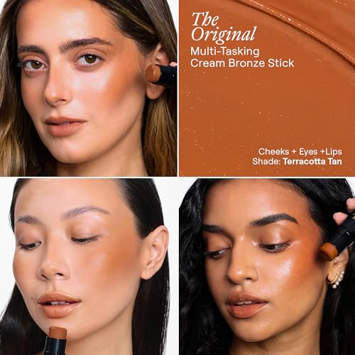 Image of Nudestix Nudies Bronze All Over Matte Bronzing Stick - 3-in-1 Cream Bronzer for Cheeks, Eyes & Lips with Built-In Brush | Natural Contour & Sun-Kissed Glow