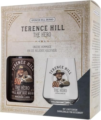 Terence Hill Haselnusslikör Bundle - Voll auf die Nuss - [21% Vol 0 7l] Deutscher Nuss Likör - Bud Spencer und Terence Hill Fanartikel - Tolles Geschenk für Männer - Likör von St. Kilian