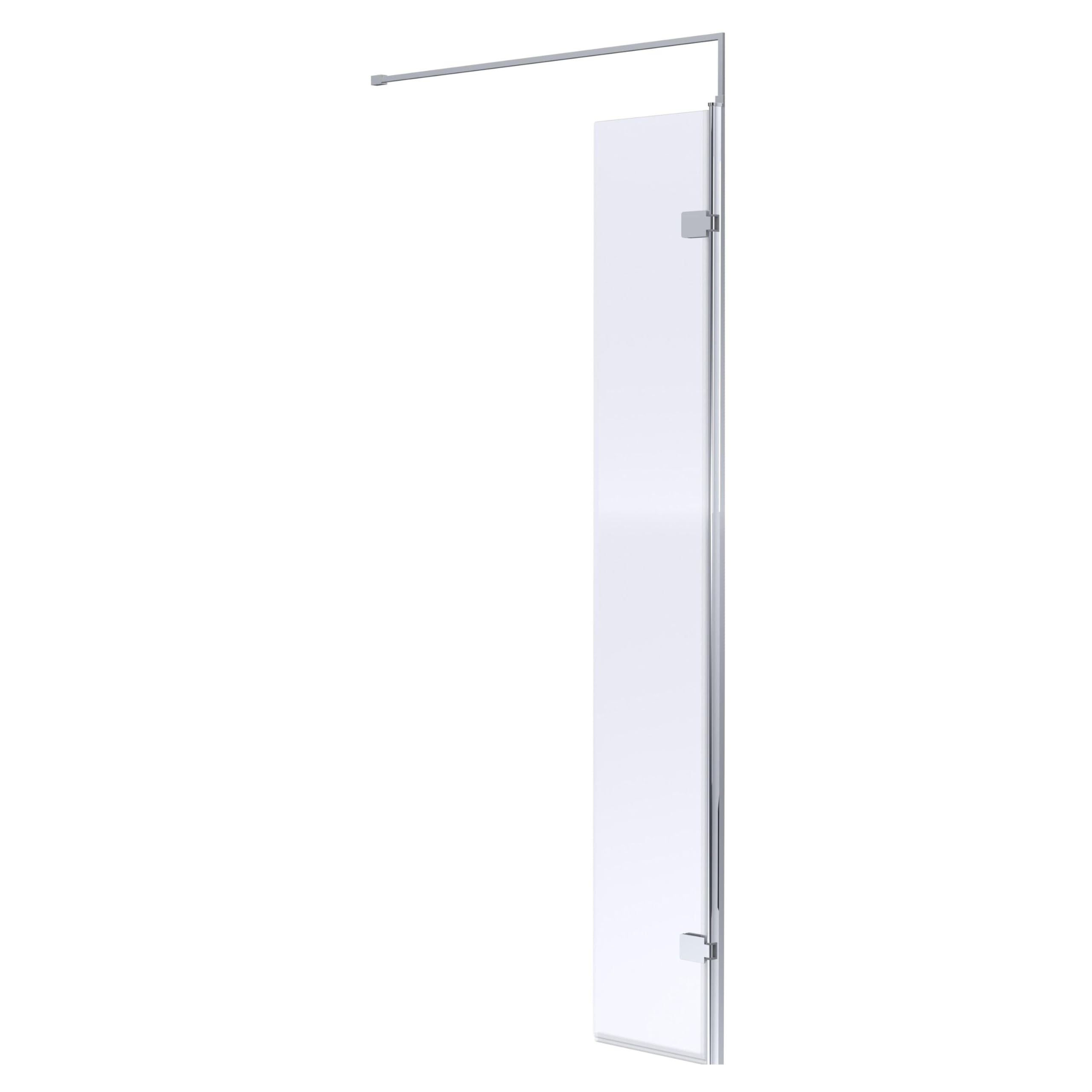 Balterley Wetroom Shower Return Screen with Support Bar, Hinged Glass Shower Screen for Wet Room and Bathroom, 8mm Toughened Safety Glass Return Screens, Reversible Screens - 322 x 1850mm (Chrome)