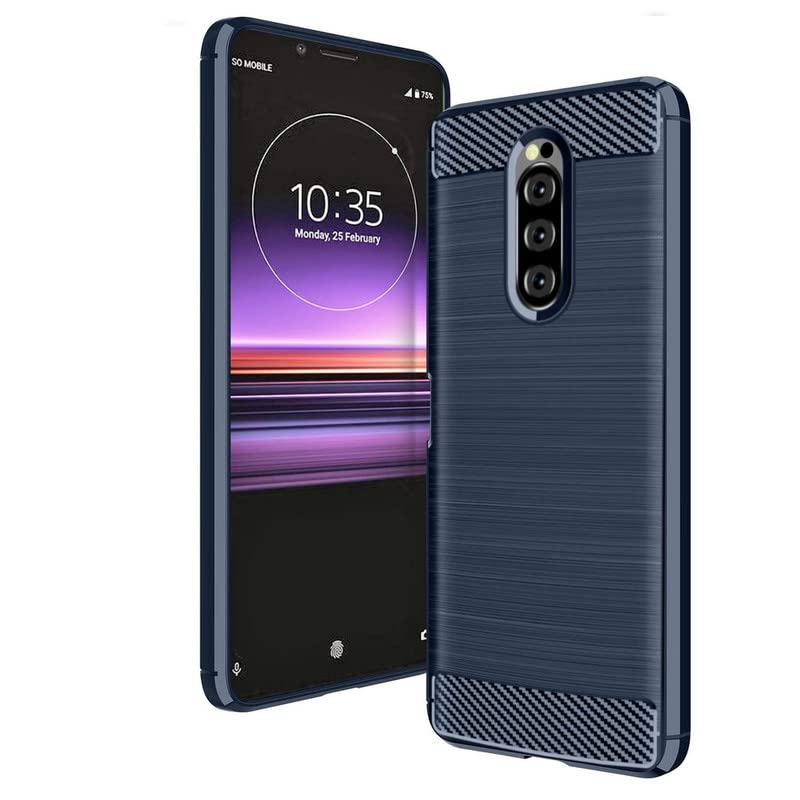 Image of NPRC Hybrid Ultra Slim Protective Case TPU Non-Slip Carbon Fiber Texture Shockproof Case Cover for Sony XZ4 - Blue