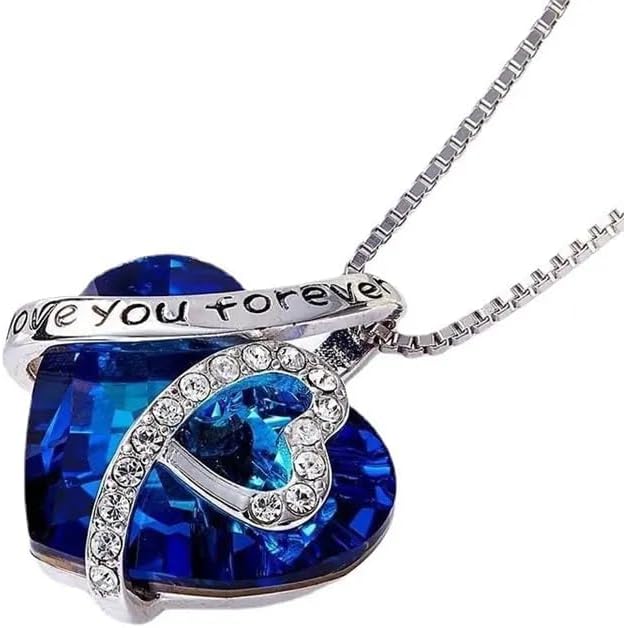 Blue Ocean Heart Necklace Temperament Women Jewelry Accessories Pendant Necklace