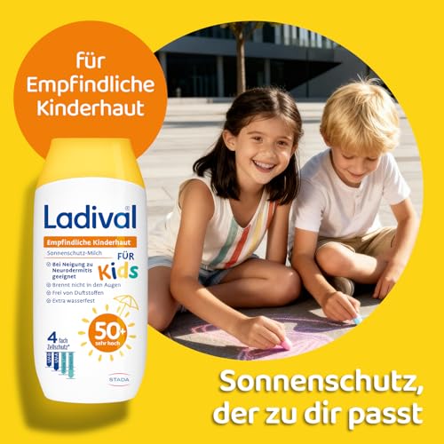 Ladival Empfindliche Kinderhaut Sonnenschutz-Milch LSF 50+: Sonnencreme für Kinder und Babys ab 6 Monaten, extra wasserfest, mit 4-fach Zellschutz, 200ml 3