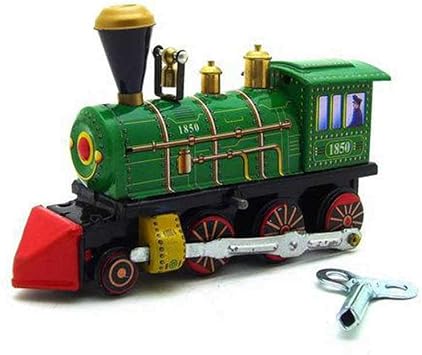 Charmgle Retro Toy Wind Up Tin Toy, Home Decoration Adult Collection Toy Classic Green Train Spring Clockwork Toy