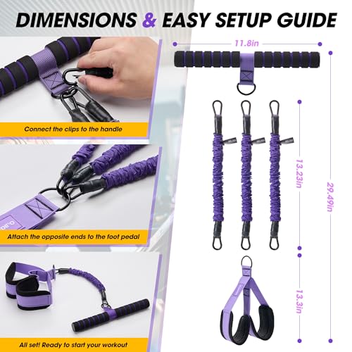 Image of Upgraded Pedal Resistance Band with Handle, 3-Tube Adjustable for Workout