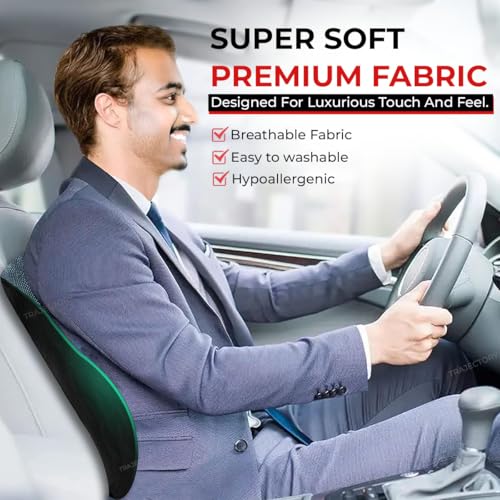 Image of Trajectory Backrest Pillow with ADVANCEDX Memory Foam & GRIDMATRIX Fabric for Superior Back Pain Relief, Posture Support, and All-Day Comfort - Ideal for Men & Women (Black)