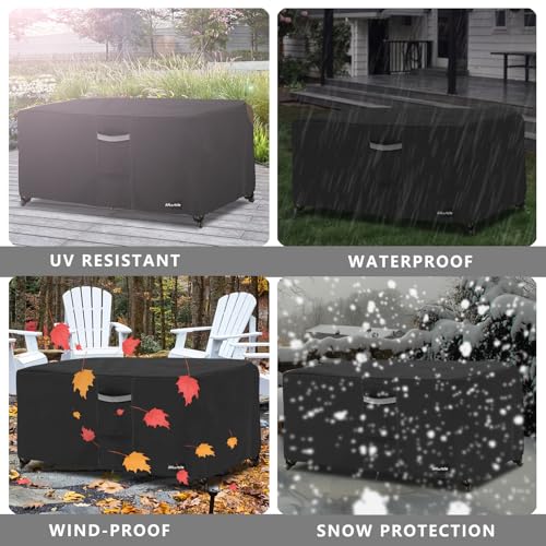 Image of ANartcle Patio Coffee Table Cover, 600D Waterproof Heavy Duty Rectangular Outdoor Table Cover,Patio Furniture Covers,48 x 28 x 16 inch,Black