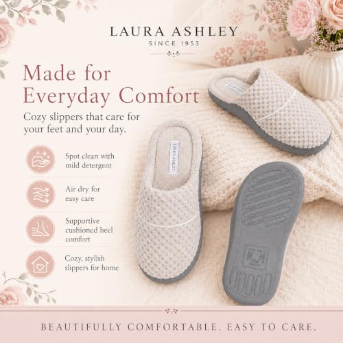 Image of Laura Ashley Women's Spa Slip-On Rugged Scuff Slipper, Non-Slip House Slippers with Cushioned Insole for Ladies