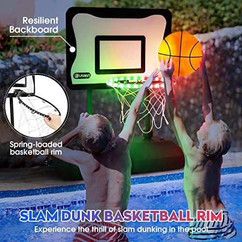 Lfsmvt 2-In-1 Led Pool Volleyball & Basketball Game Set, Light Up Pool Sport Combo Set With Led Pool Balls, App & Remote Control, Music Sync For Inground Pool #TOP3