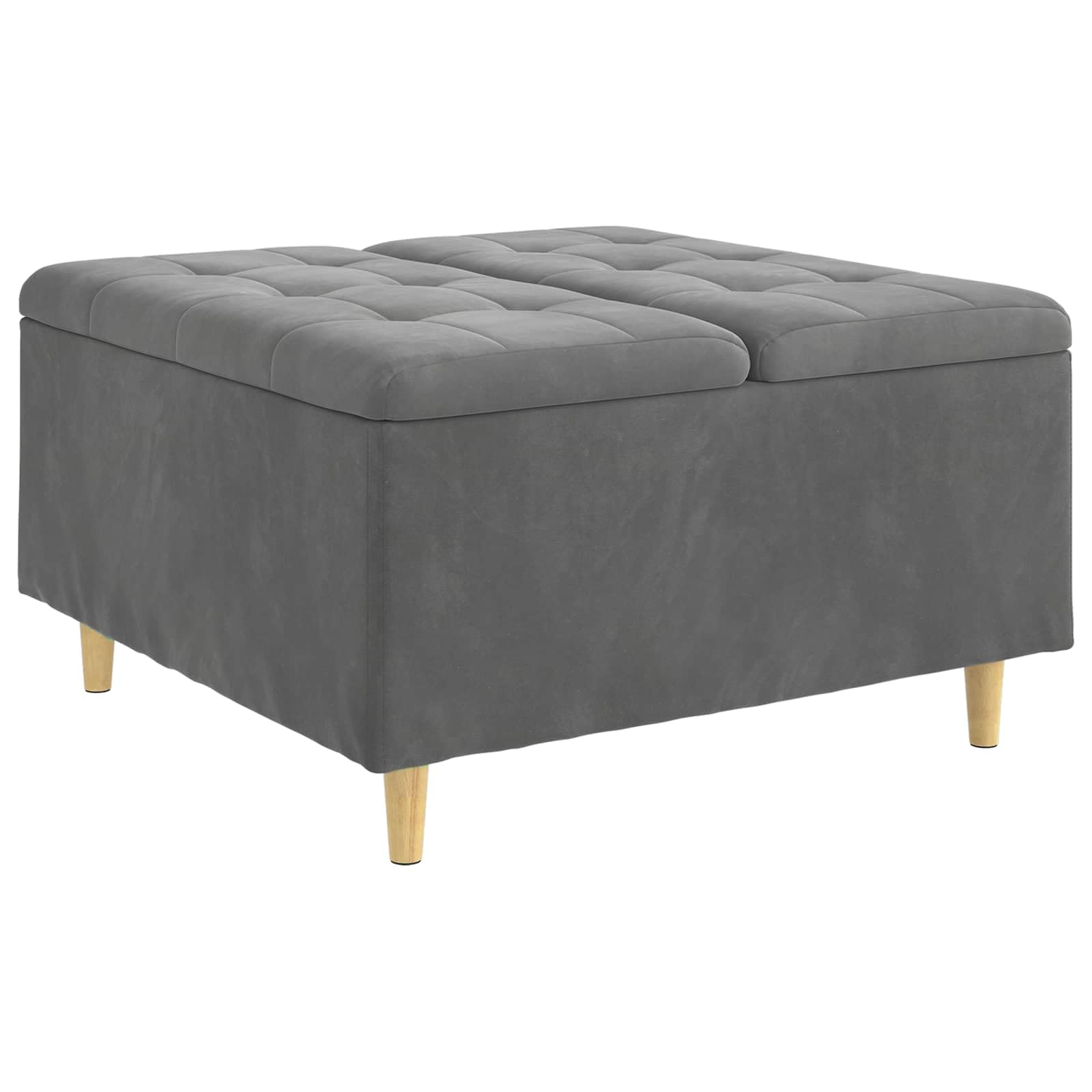 Banc rembourré carré 80x80 cm en velours assise et coffre salon