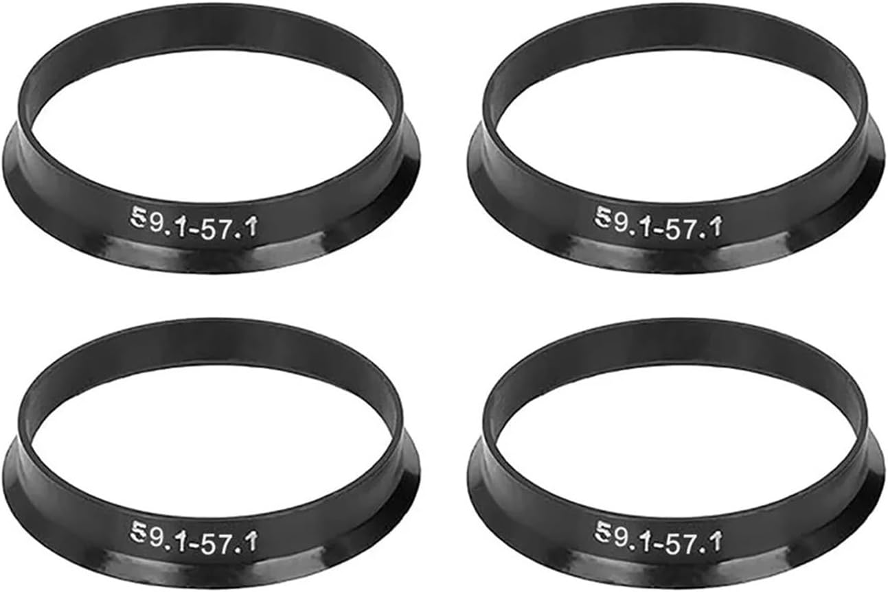 Wheel Spacers 4pcs Wheel Hub Central Ring Wheel Rim Parts 59.1-56.1 59.1-57.1mm Black ABS Plastic Wheel Hub Centric Ring(59.1-56.1mm-4PCS)