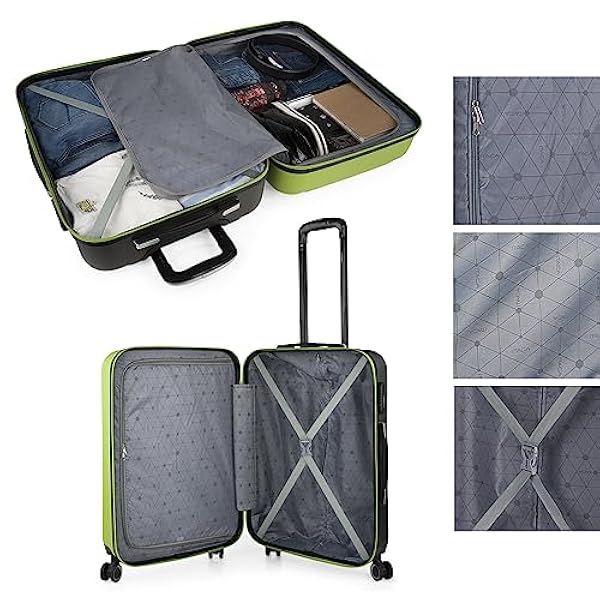 ITACA - Set valigie - Set Valigie Rigide Offerte. Valigia Grande Rigida, Valigia Media Rigida e Bagaglio a Mano. Set di Valigie con Lucchetto Combinazione TSA 71116, Pistacchio-Antracite