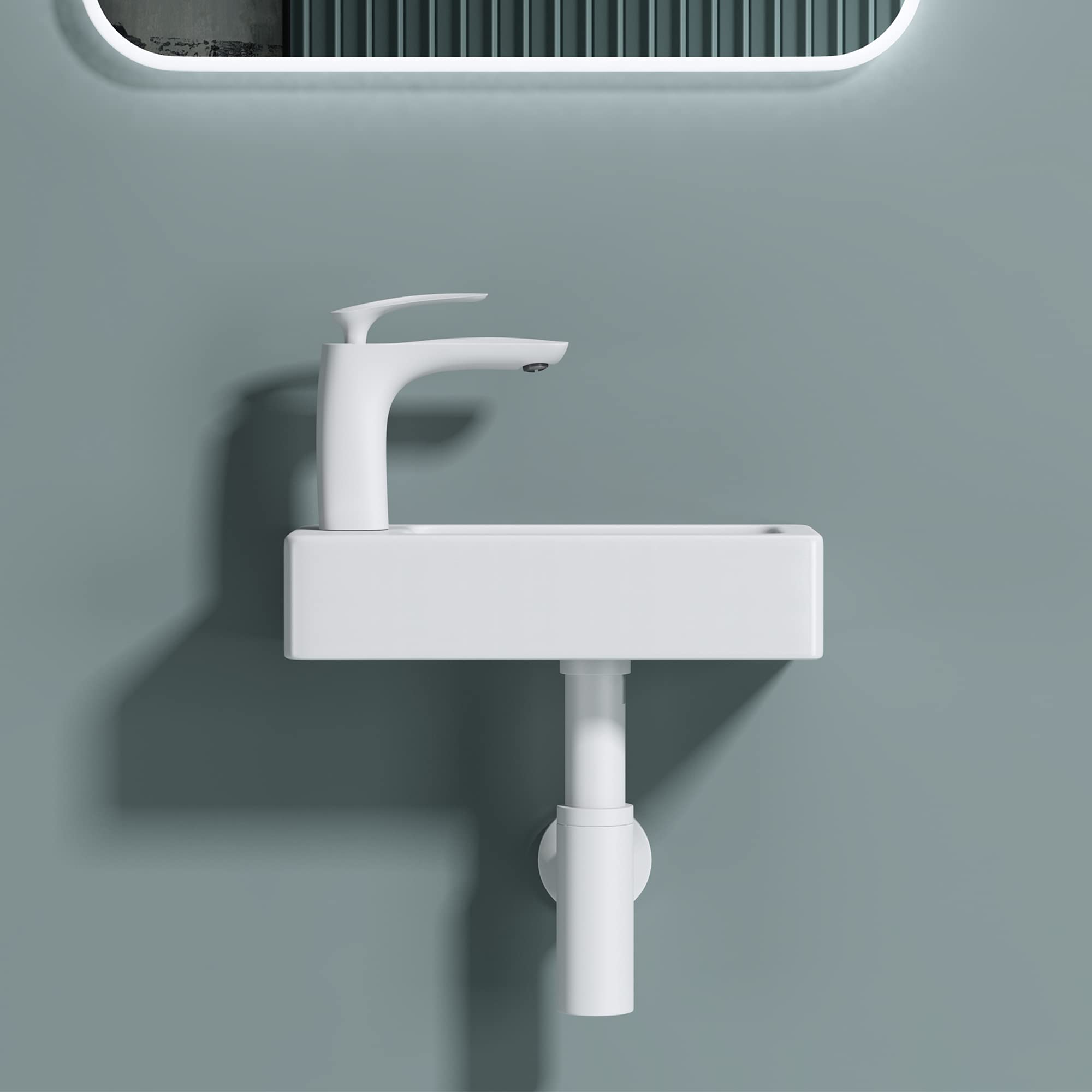 doporro Lavabo Vasque à Suspendre à Monter au Mur Salle de Bains Petit Lave-Mains pour WC en Céramique Design Bruxelles3053R 37,5x18x8,8cm