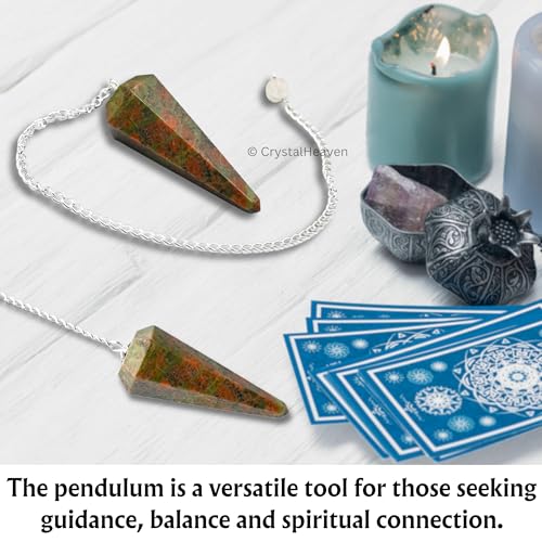 Image of Unakite Pendulum Dowsing Tool - Natural Crystal Pendulum for Spiritual Guidance - Premium Dowser Pendulum for Accurate Divination and Energy Healing - Perfect for Energy Healing and Chakra Balancing - Handcrafted with Precision and Elegance