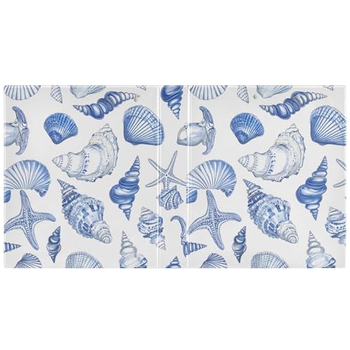 Image of Blue Seashells Ocean Nautical Coastal 3 Ring Binder with 2 Interior Pockets 1.5 inch Binders 3 Ring Heavy Duty Fit 8.5 inch x 11 inch Letter Size for Office School, 2 Pack