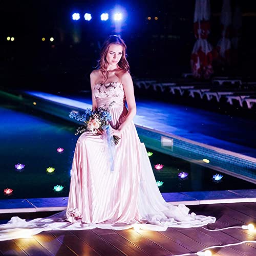 Lacgo Led Waterproof Floating Lotus Light, Pond Light, Battery Operated Lily Flower White Light, Flower Night Lamp, Pool Garden Fish Tank Wedding Decor(Pack Of 6)+(2 Lily Pad 8'') #TOP6