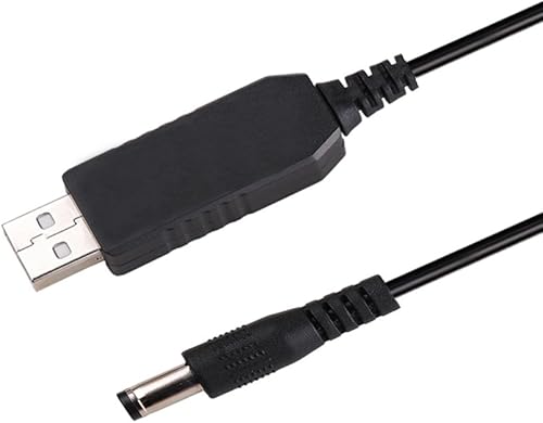 Miniatura 10 de DC 5V DC Barril Jack Cable de alimentación, USB a DC Jack 5.5 x 2.5 (2.1) mm, para ventilador, luz LED, enrutador inalámbrico, altavoces y más