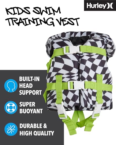 Hurley Colete de natação infantil – colete infantil para treinamento de natação com suporte de cabeç