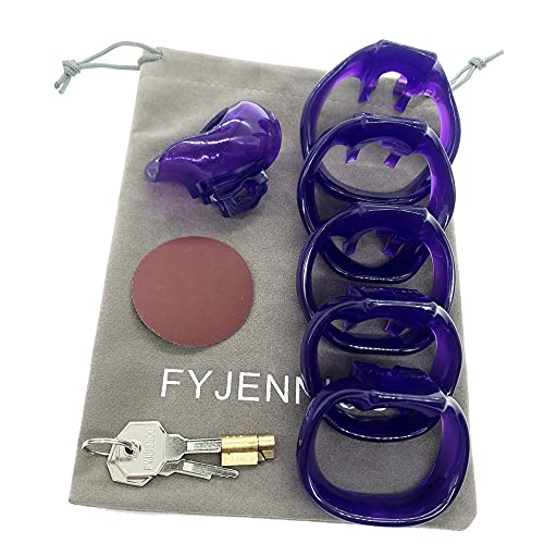 Image of HT-V4 Chastity Cage for Men | 5 Adjustable Wide Rings & 6 Colors | Beginner-Friendly | Adult Sex Toy with Sizing Guide (Purple, Nub)