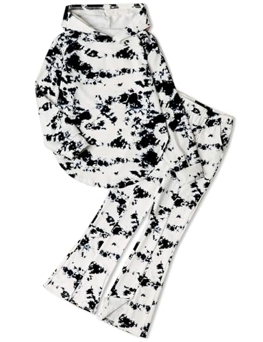 Image of Girls Clothes Tie Dye Sweatsuit Long Sleeve Sweatshirt Tops and Flare Pants 2PCS Girls Fall Clothes