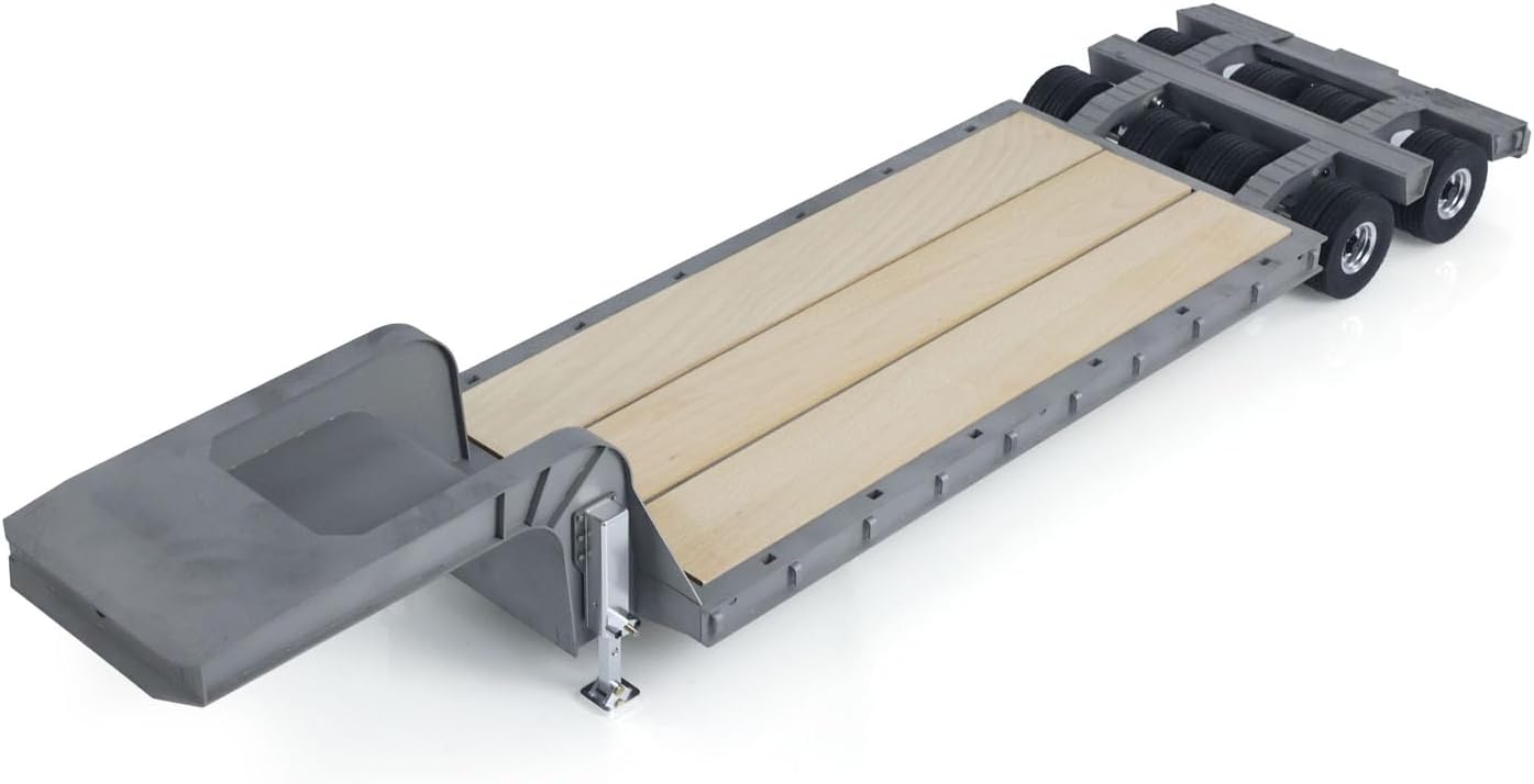 US in Stock, LESU 872Mm Metal Wood 4Axles Trailer Compatible with 1/14 Tamiya RC Tractor Truck DIY Model