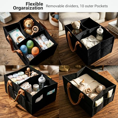 Image of BAYBEE Tidy Stylish & Modern Diaper Bag for Mothers for Travel | Large Capacity Storage Diaper Bag | Strong & Sturdy Baby Organizer Storage | Portable Diapers Caddy Organizer (Black)