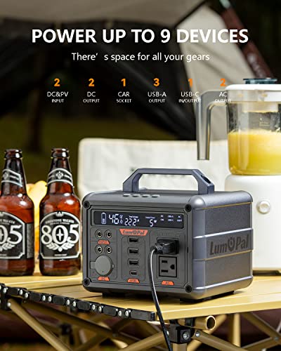 Portable Power Station 300W, Lumopal 298Wh Solar Generator Ip63 Waterproof Super Quiet With Pd 100W Usb-C/ 120V Ac Pure Sine Wave Outlet, Backup Lithium Battery For Camping Home Blackout (500W Peak) #TOP6
