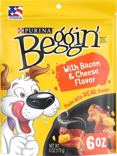 Purina Beggin’ Strips Dog Treats, Bacon & Cheese Flavor, Made with Real Bacon and Soft Texture, 6 OZ Pouch (Pack of 1)
