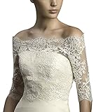 EllieHouse Women's Lace Off Shoulder Bolero Jacket Wedding Bridal Wraps WJ33 Ivory Size 8