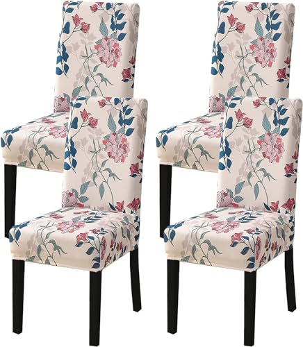 Image of Styleys Chair Covers for Dining Room, Stretch Dining Chair Cover, Washable Spandex Kitchen Chair Slipcovers (Set of 4, Natural Scenery, SD3220)