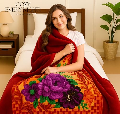 Image of HOMEKART Premium Mink Blanket for Single Bed | Super Soft Cloudy Printed All Season Blanket | Ultra-Soft & Cozy Single Ply | 152 x 228 cm| TC 280 (Pack of 1) (Rust)