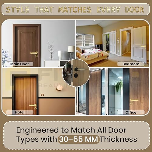 Image of Marsh Mortise Door Handle Lock Set /Premium Brass Door Handle with Lock /Heavy-Duty Main Door Handle with Key Lock for Home, Office & Hotel Doors - 3 Years Warranty (Black-Gold)