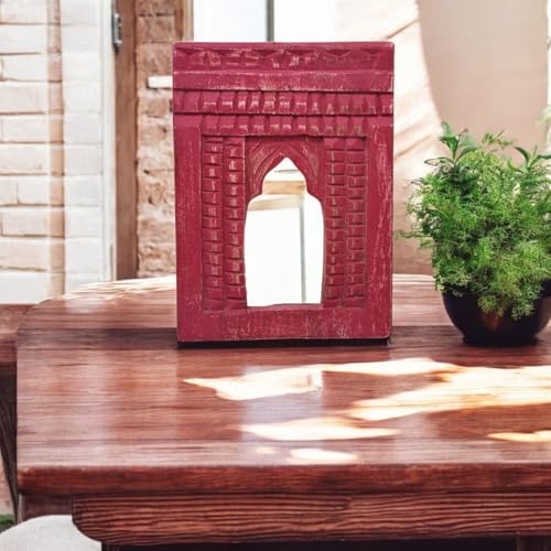 Rustic Style Handmade Vintage Small Jharokha Mirror Frame - Red, ...