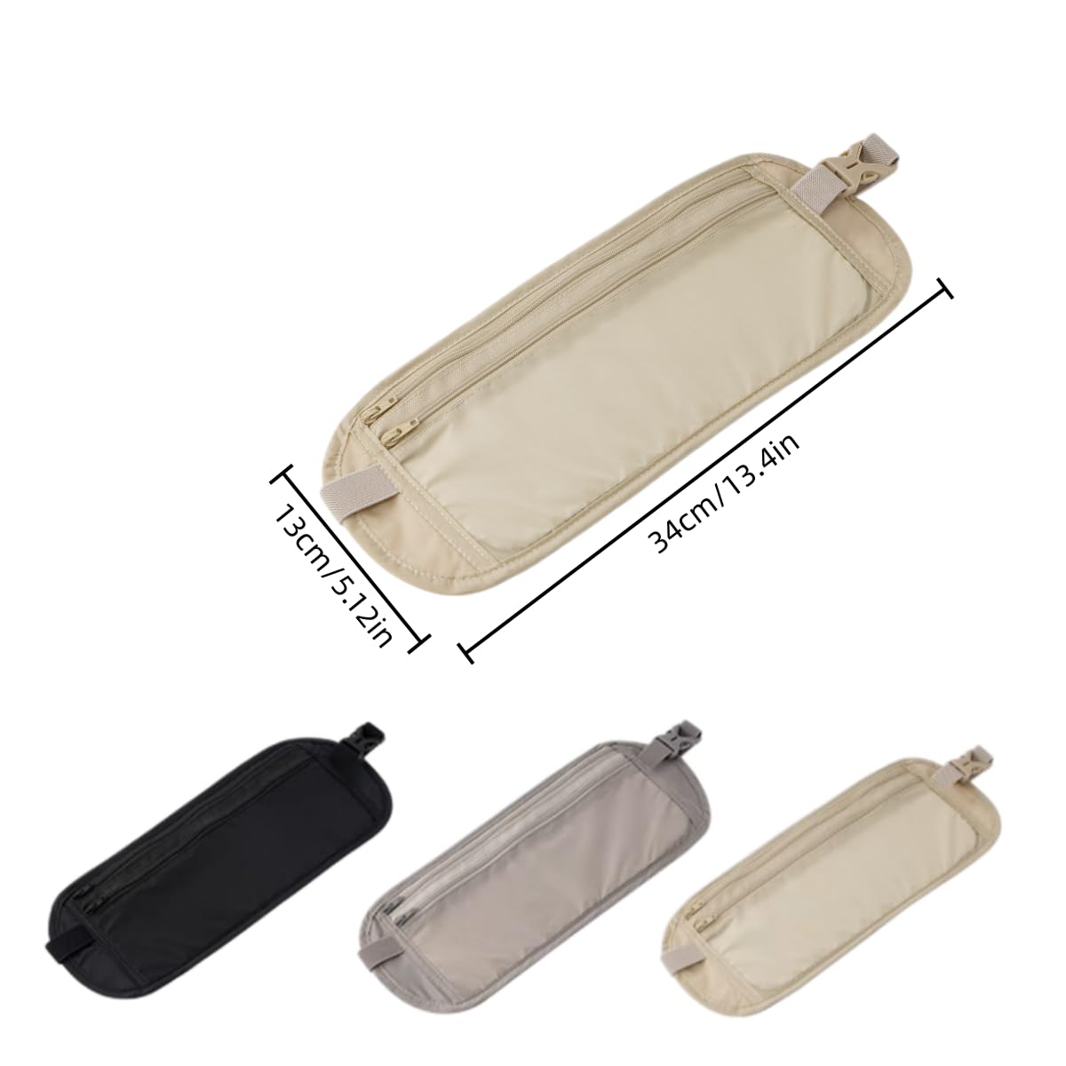 Titel: Yuziwi Geldgürtel Reisegürtel Diebstahlschutz Unsichtbare Bauchtasche Wasserdicht Nylon für Reisepass Kreditkarten Bargeld Damen Herren (6er Set Schwarz/Grau/Khaki)