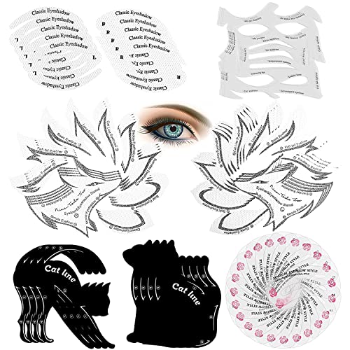 24 tarjetas de plantillas para el eyeliner de ojos, plantillas de maquillaje, plantillas para el contorno de ojos ahumado, plantillas de maquillaje para los ojos
