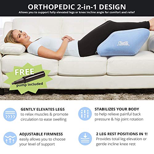 Contour 2-In1 Inflatable Leg & Knee Relief Support Cushion - Wedge Pillow Gently Elevates Legs To Relax Muscles & Comfort Swelling #TOP1