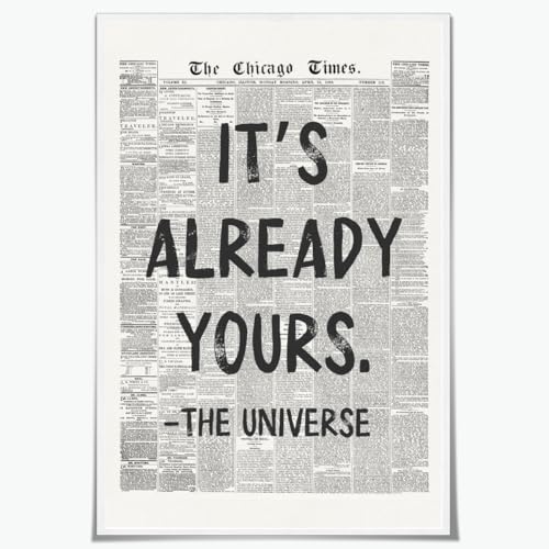 Black And White Retro Newspaper Wall Art Trendy Inspirational Universe