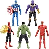 POLYPLAS Heros Figures Set 5PCS Pvc Figures Collecting Spider Model Hulk Iron Man Thanos Batman Cake Toppers Heros Series Toy for Kids Birthday Gifts