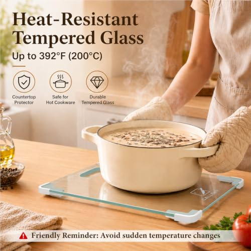 Glass Cutting Board, 16x12 Clear Tempered Glass Chopping Board with Non-Slip Corner Guards, Shatter-Resistant, Scratch-Resistant, Food-Safe & Non-Toxic Countertop Protector Kitchen Prep Board — view 4