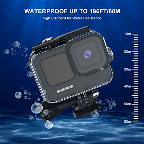 Kuptone Kit de Accesorios para GoPro Hero 11/GoPro Hero 10/GoPro Hero 9, Carcasa Impermeable+Protector Pantalla de Vidrio Templado+Funda para Transportar+Inserciones Anti-Neblina+Filtros Snorkel