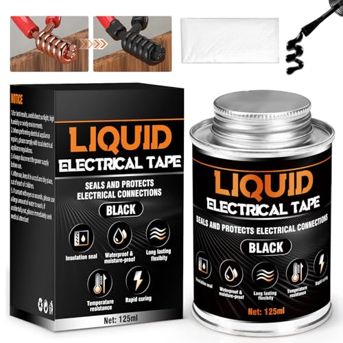 Image of Liquid Electrical Tape - Waterproofing insulating electrical glue, Quick-Drying wire glue, Temperature Resistant, Used for Outdoor Indoor Wires, Electronic Component & Electrical Equipment (125ml)