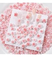 50Pcs Pink Flower Nail Art Charms Glow in The Dark Nail Charms Spring Nail Art Gems and Charms 3D...