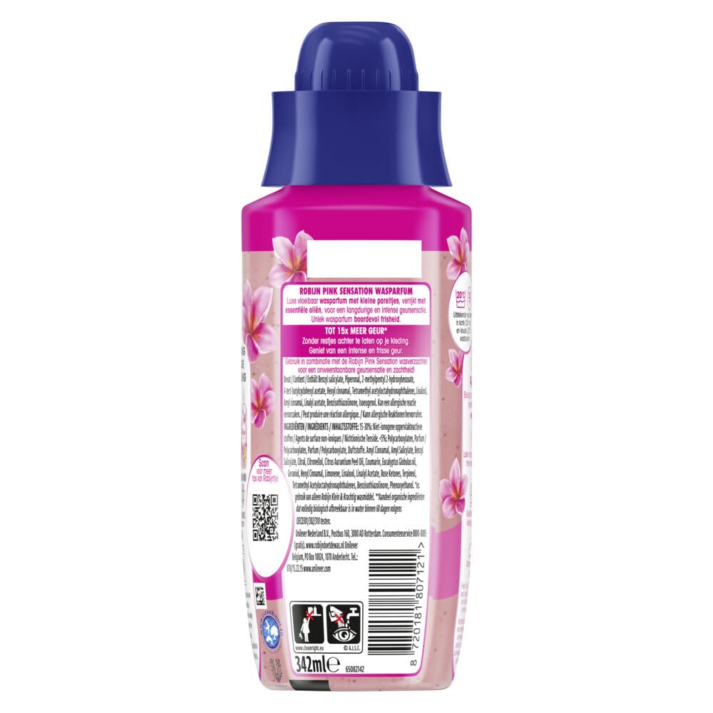 Robijn Intense perfumy do prania wszystkich ubrań i tekstyliów – Pink Sensation – do 15 razy więcej zapachu – 342 ml