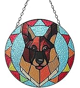 Marwey German Shepherd Gift Dog Memorial Gift for Loss of Dog Stained Glass Window Hanging Suncat...