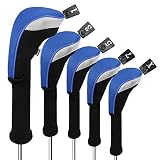 Andux Juego de 5 fundas para cabeza de palo de golf, 460 cc, cuello extralargo, color azul