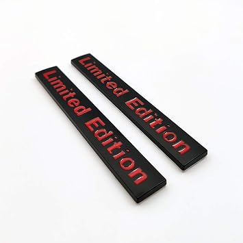 2X Chrome Metal Limited Edition Logo Emblem Auto Badge 3D Premium Car Rear Trunk Sticker Side Fender Decal (Black&Red)