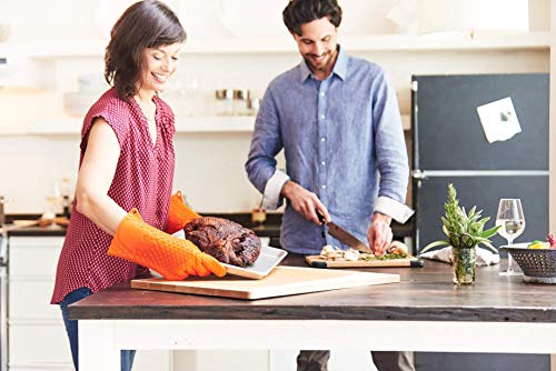 Jolly Green Products Ekogrips Premium Heat-Resistant BBQ Gloves for Cooking and Meat Handling, Kitchen Oven Gloves, Fireplace Accessory, Campfire Gloves, BBQ Mitt, Dishwashing Gloves (Orange, XXL)